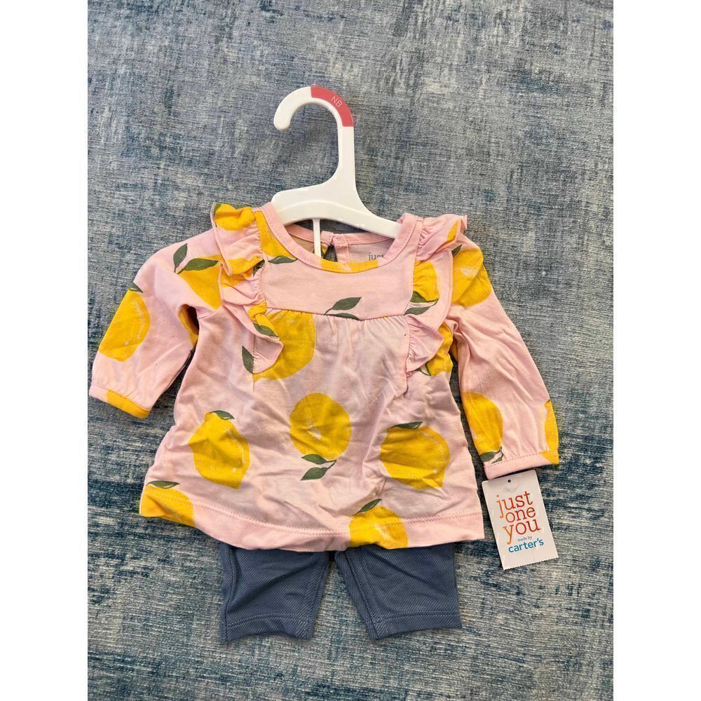 NWT! Carter’s Pink Yellow Lemons 2 Piece Set Newborn